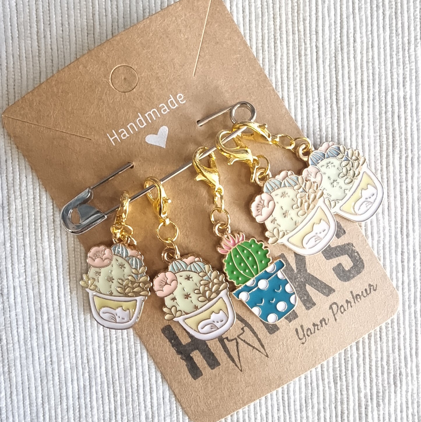 Succulents Enamel Stitch Markers - Set of 5