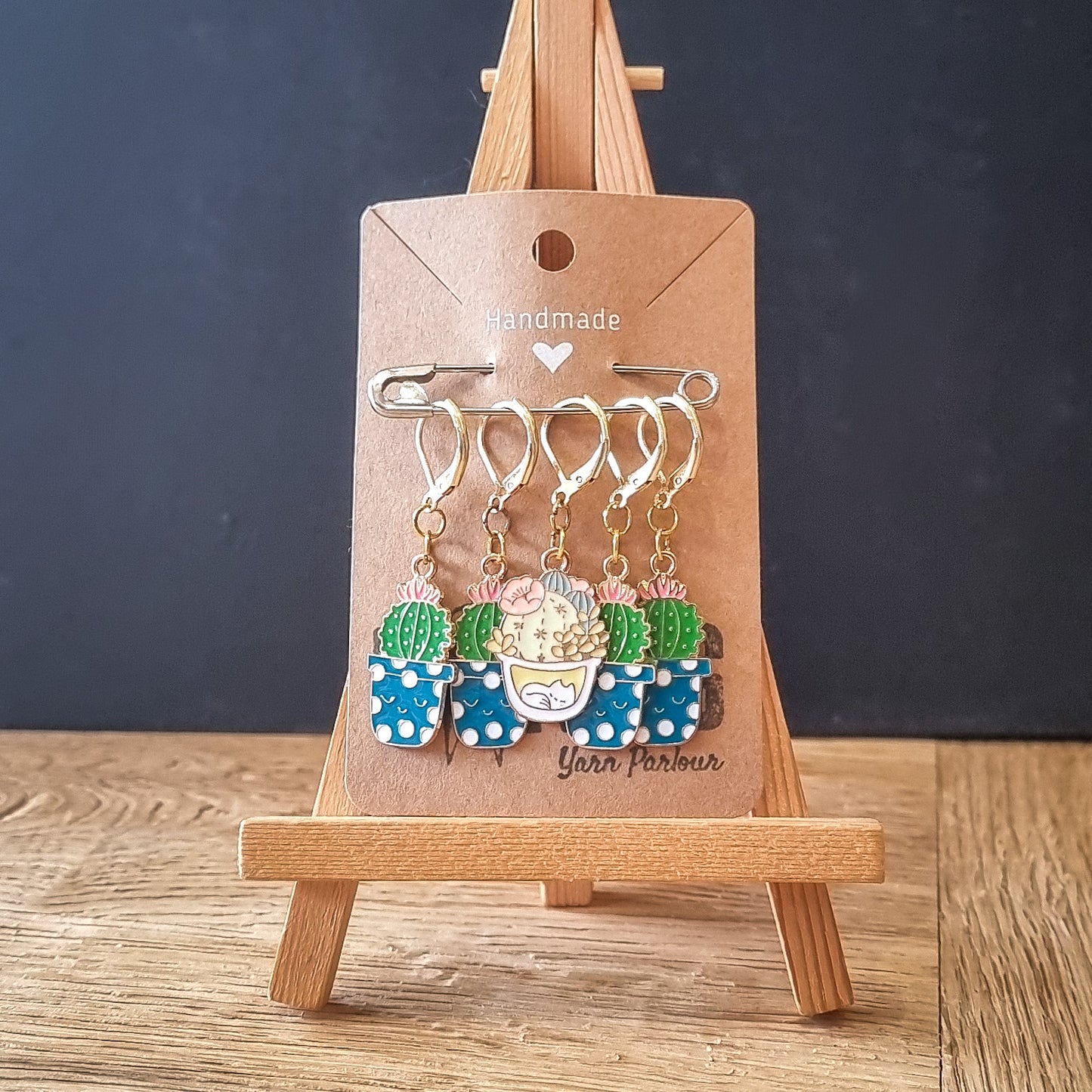 Succulents Enamel Stitch Markers - Set of 5