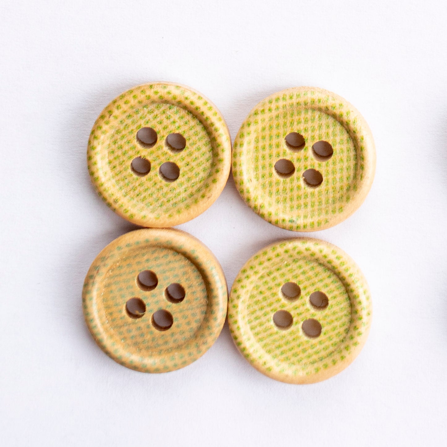 Printed Dots 15mm Wooden 4 Hole Buttons