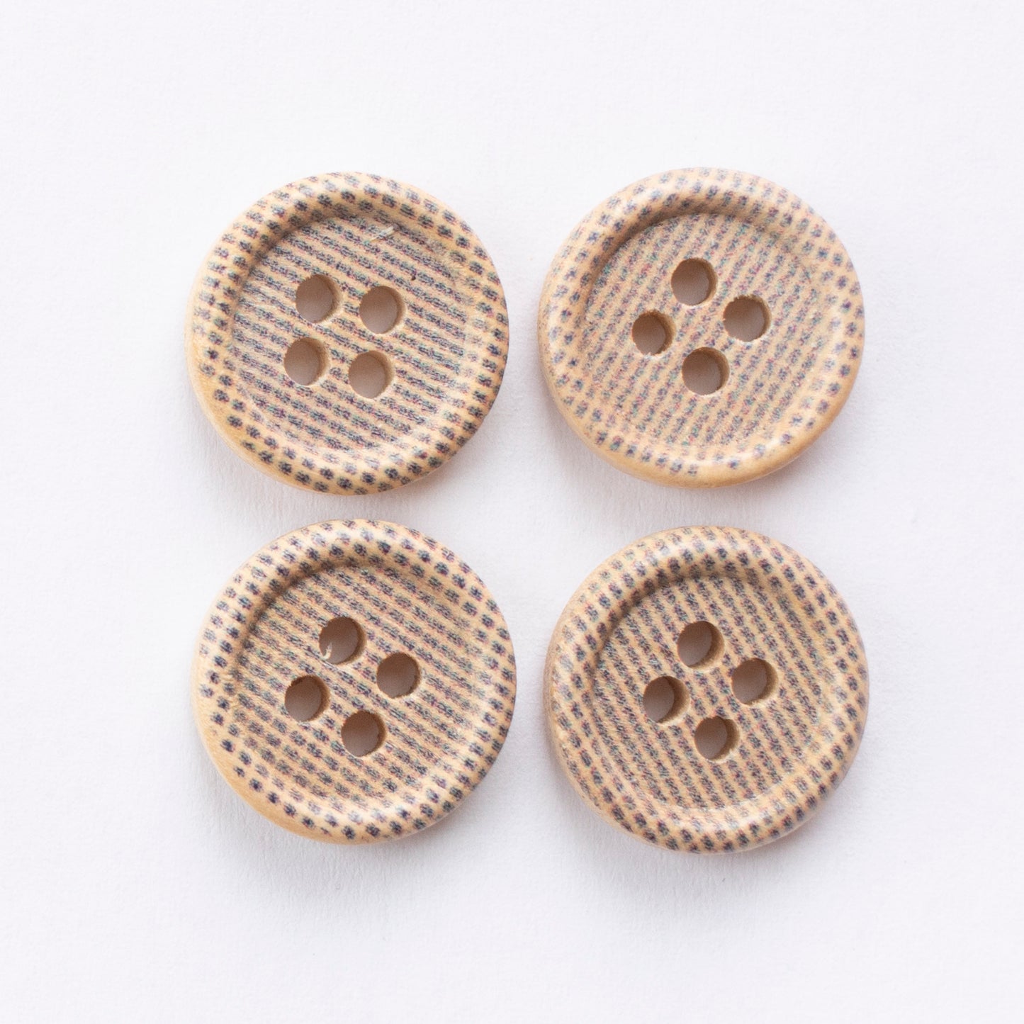 Printed Dots 15mm Wooden 4 Hole Buttons