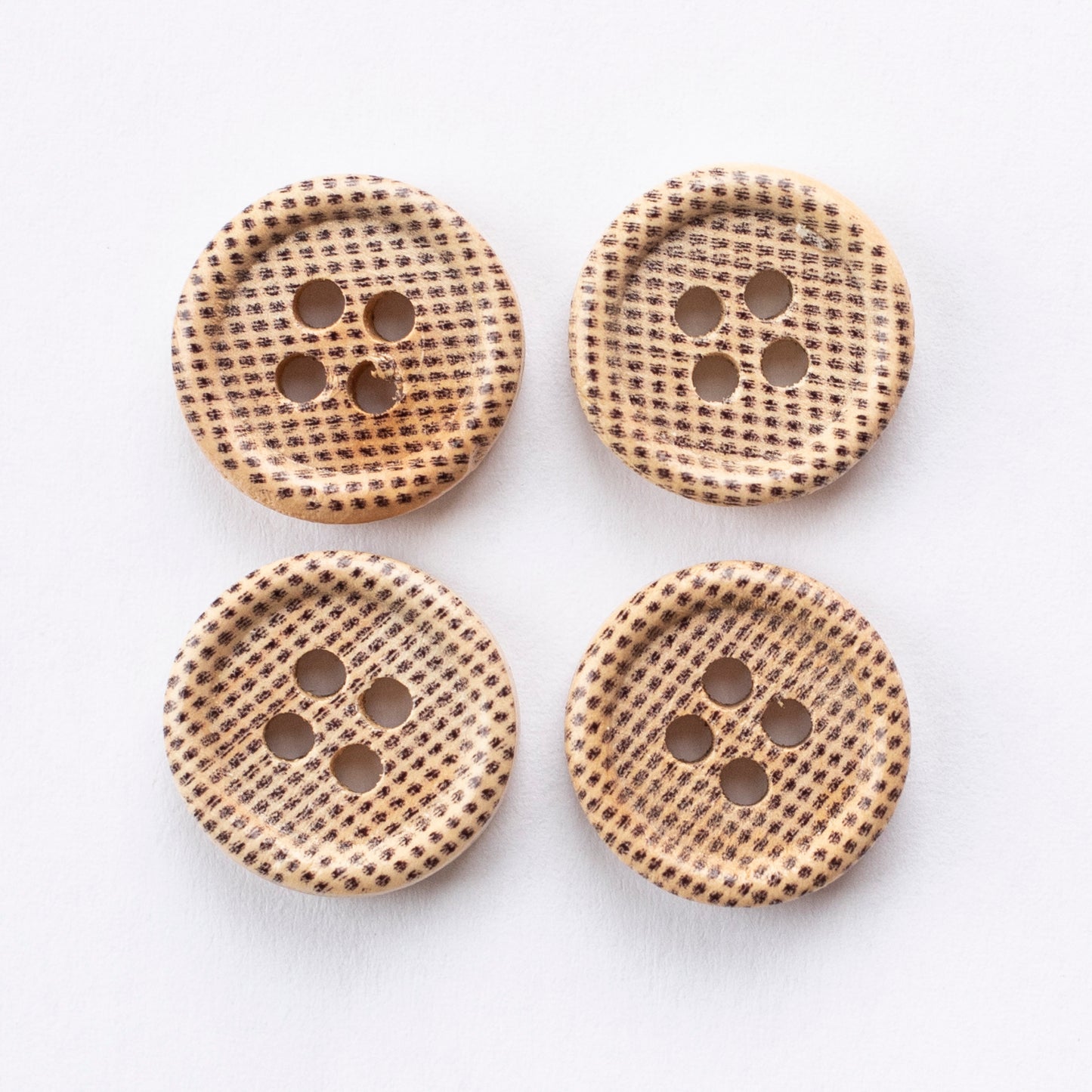 Printed Dots 15mm Wooden 4 Hole Buttons