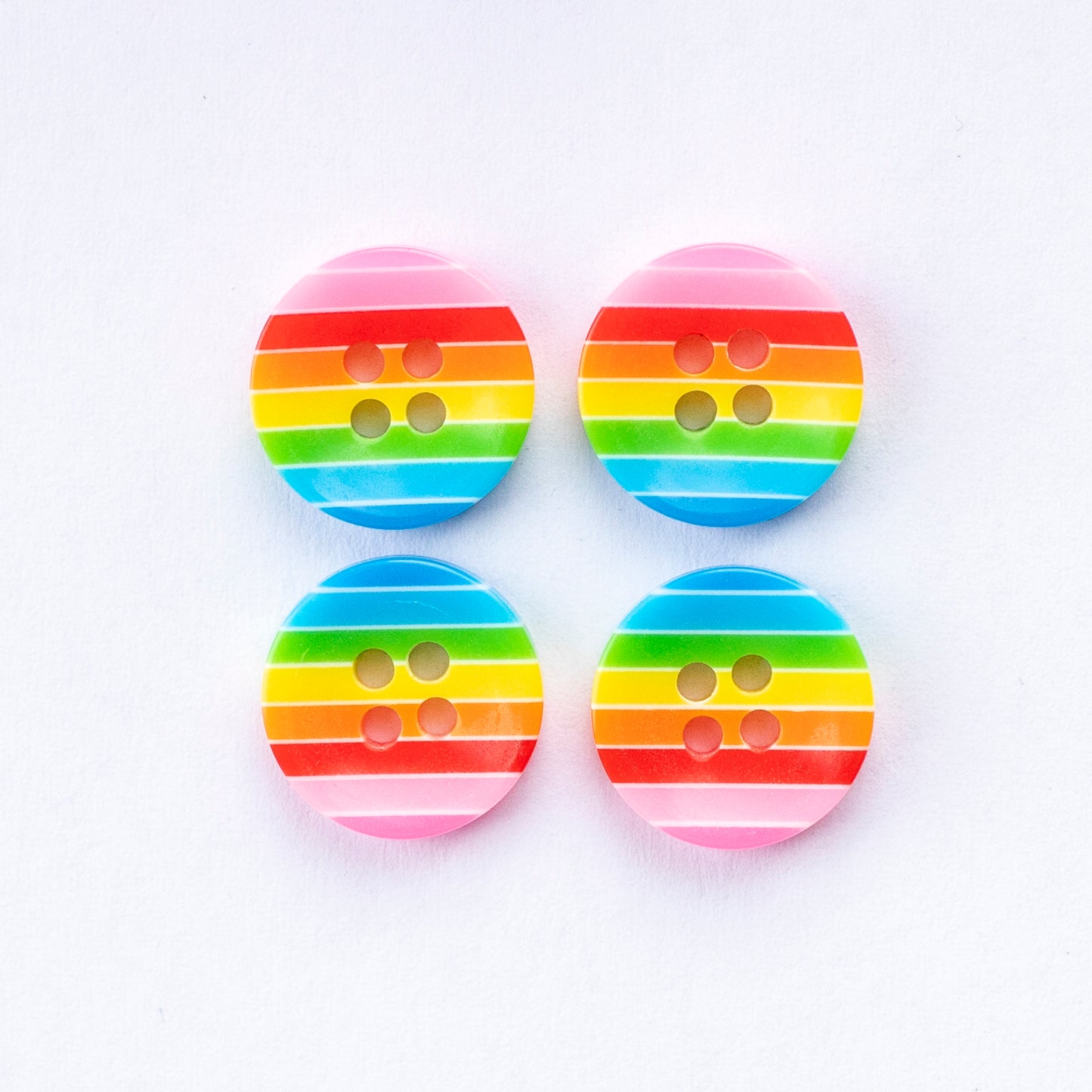 Rainbow Stripes Resin 4 Hole Button - 12mm