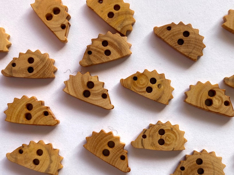 Olive Wood Hedgehog Button