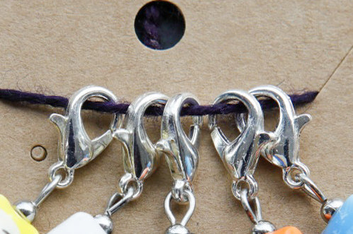Pink Skull Stitch Markers - Set of 5