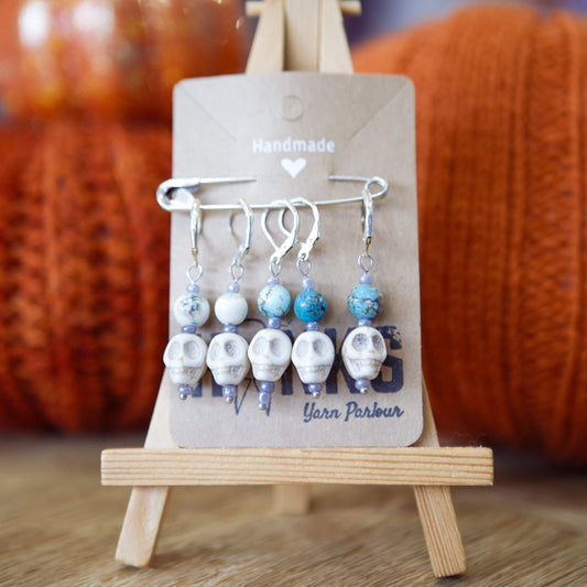 Skull & Turquoise Stitch Markers - Set of 5