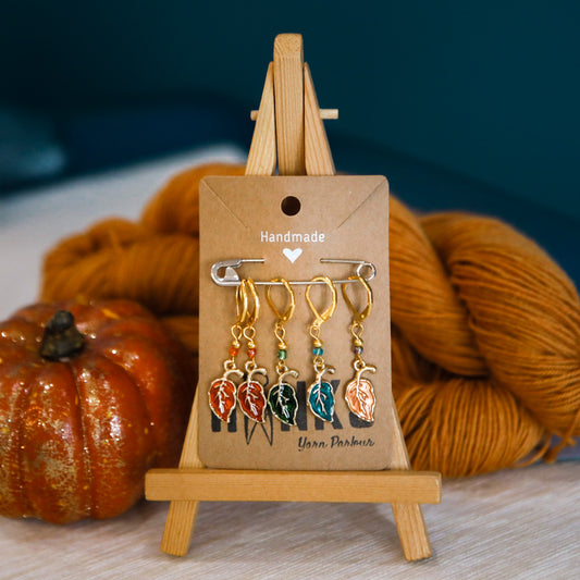 Autumn Leaves Stitch Markers - Set of 5