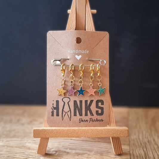 Rainbow Stars Enamel Stitch Markers - Set of 5