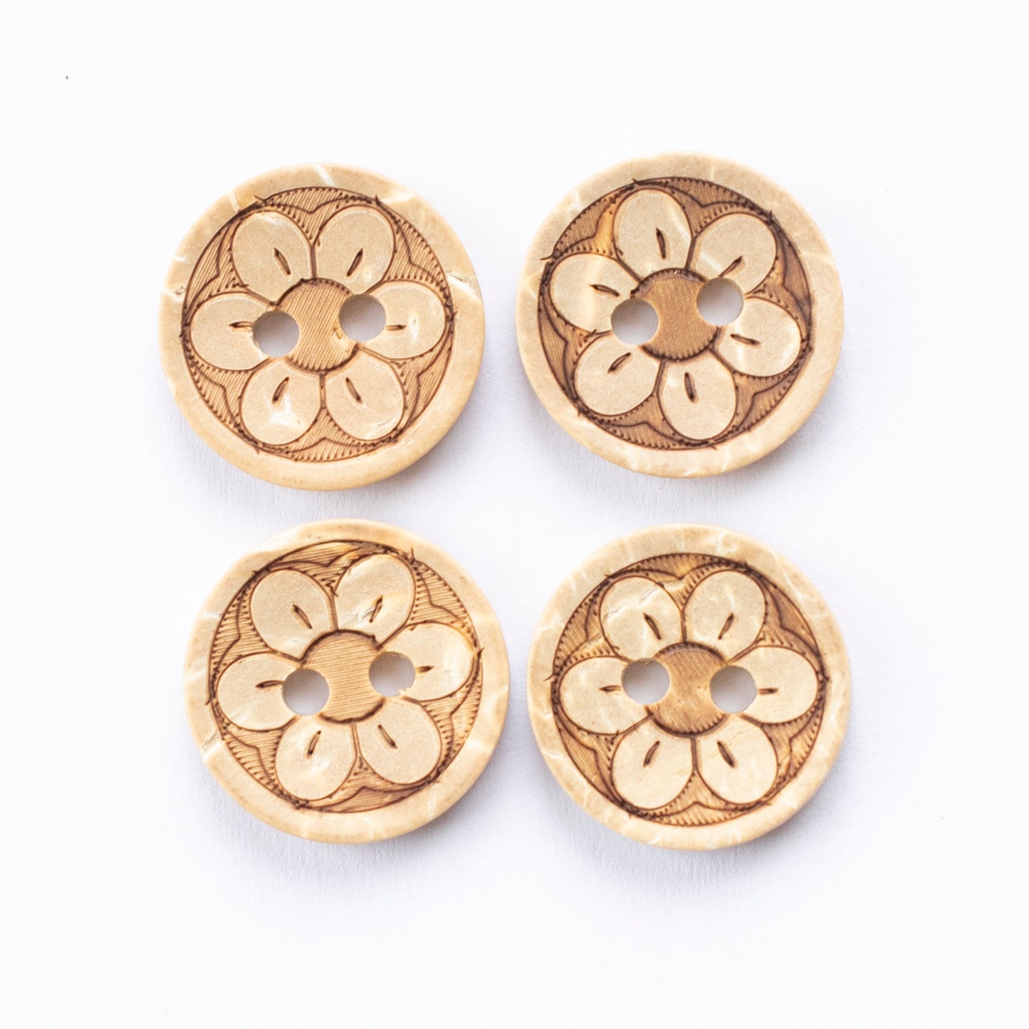 Coconut Flower 2 Hole Buttons - 15mm