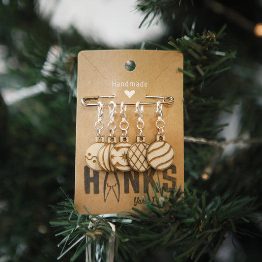 Festive Bauble Stitch Markers - Set of 5