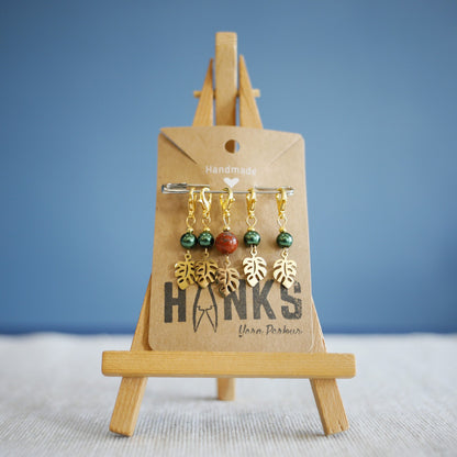 Monstera Leaves Stitch Markers - Set of 5