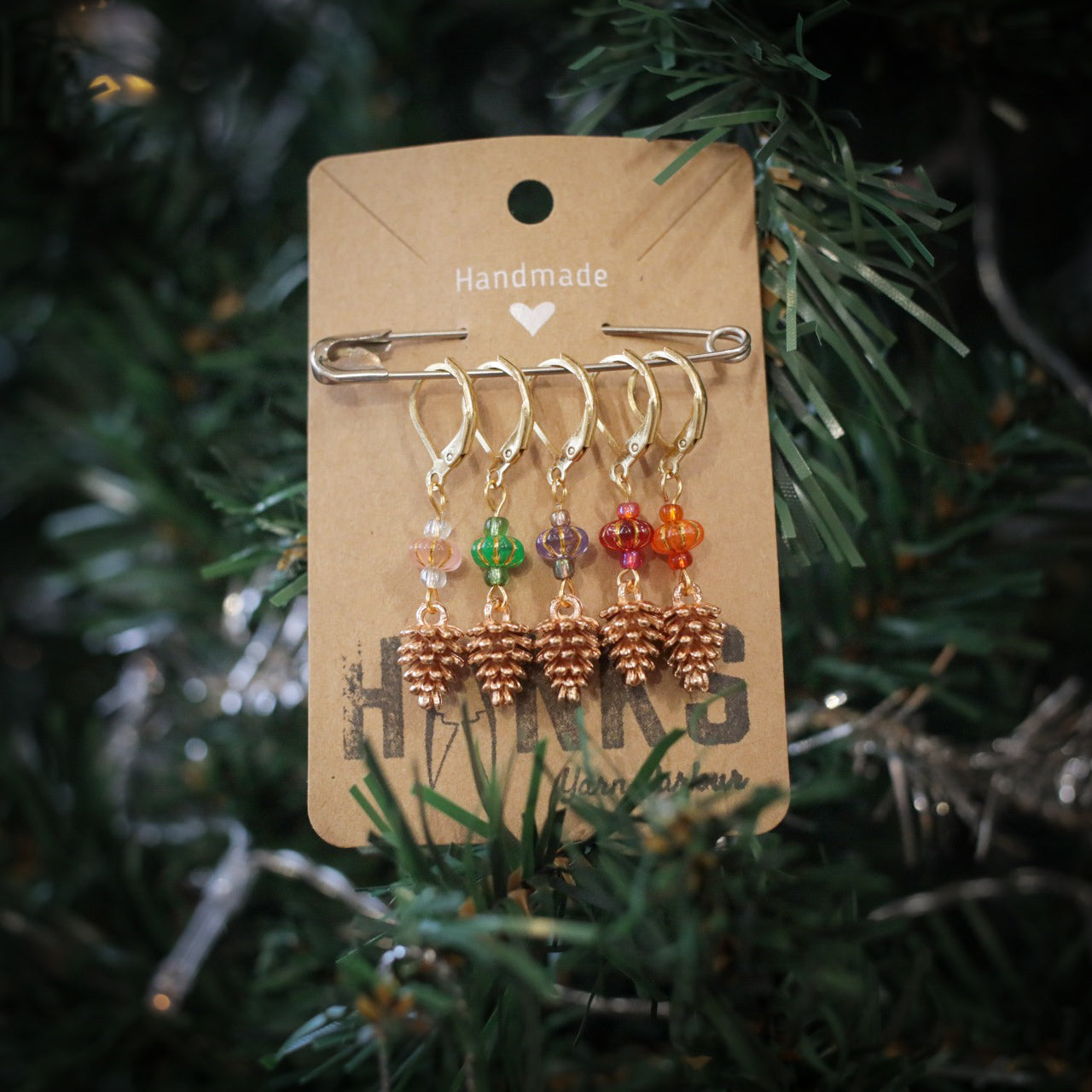Pinecone Charms Stitch Markers - Set of 5