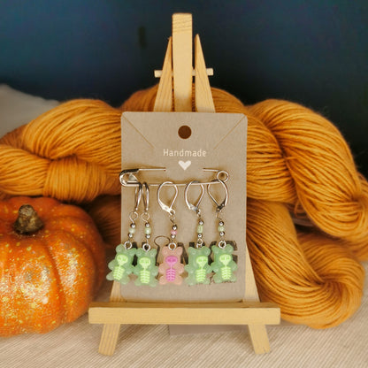 Green X-Ray Gummy Bear Stitch Markers - Set of 5