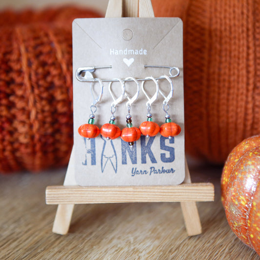 Pumpkin Charm Stitch Markers - Set of 5